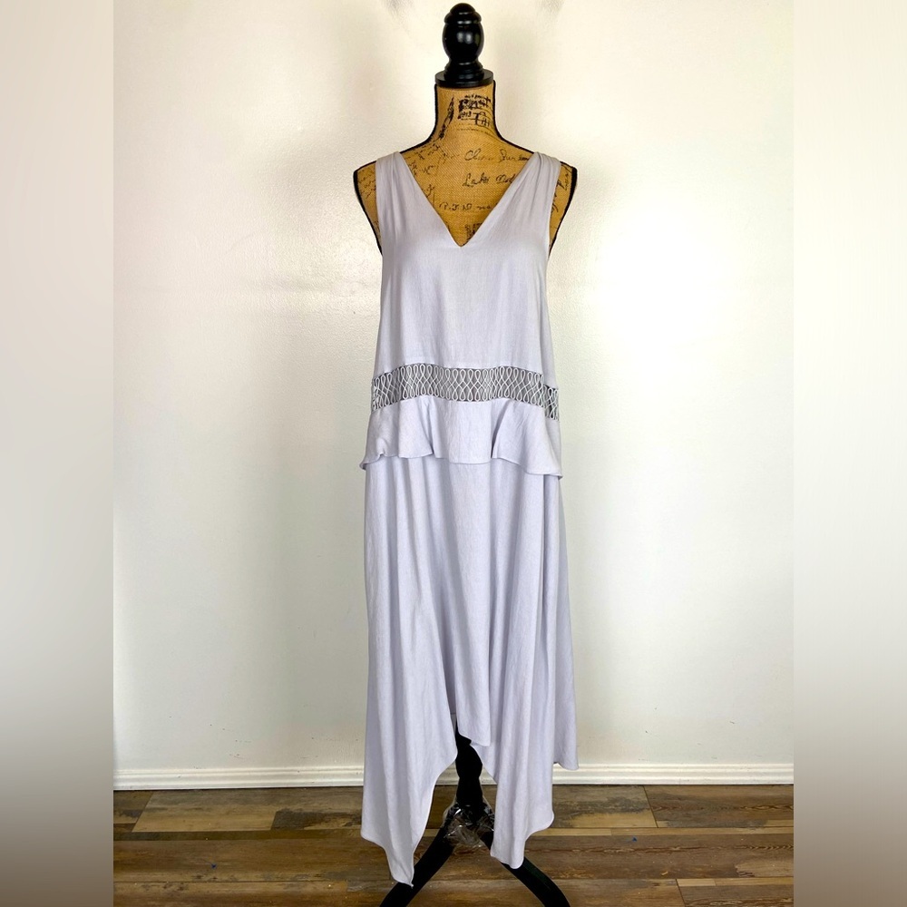 Shilla High Low Midi Dress Size M Lilac V-Neck Layered Racerback Australia